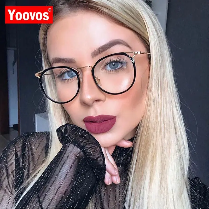 

Yoovos Round Glasses Women 2021 Blue Light Glasses Frame Brand Design Eyeglasses For Women Luxury Okulary Lentes De Mujer