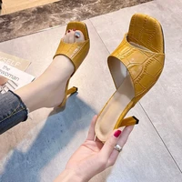 2021 summer mules slides womens slippers pumps peep toe sandals heels women shoes modern designer shoes black party outdoor