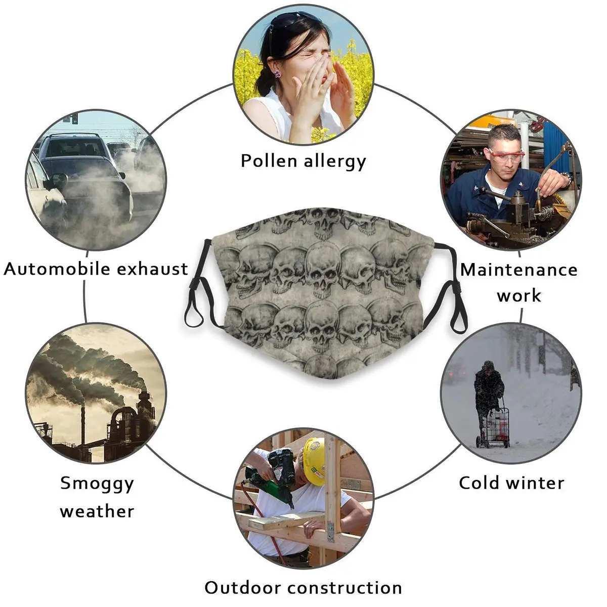 

Skulls And Old Paper Mouth Mask Reusable Dust Face Masks Replaceable Filter Waterproof Mask