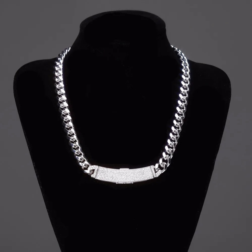 GUCY 12 мм Ширина новейшая застежка Micro Pave Iced CZ кубинские Соединенные ожерелья цепи роскошные шикарные ювелирные изделия модные хип-хоп для мужчин