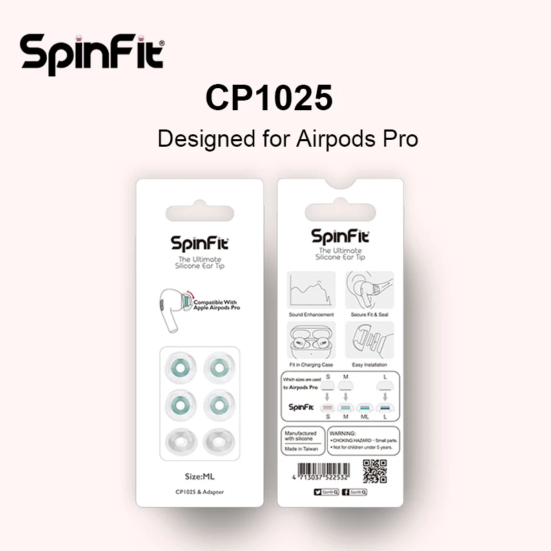 

Сменные силиконовые наушники DUNU Spinfit CP1025, наушники для Airpods Pro, 1 карта с 4 наконечниками, 2 адаптера