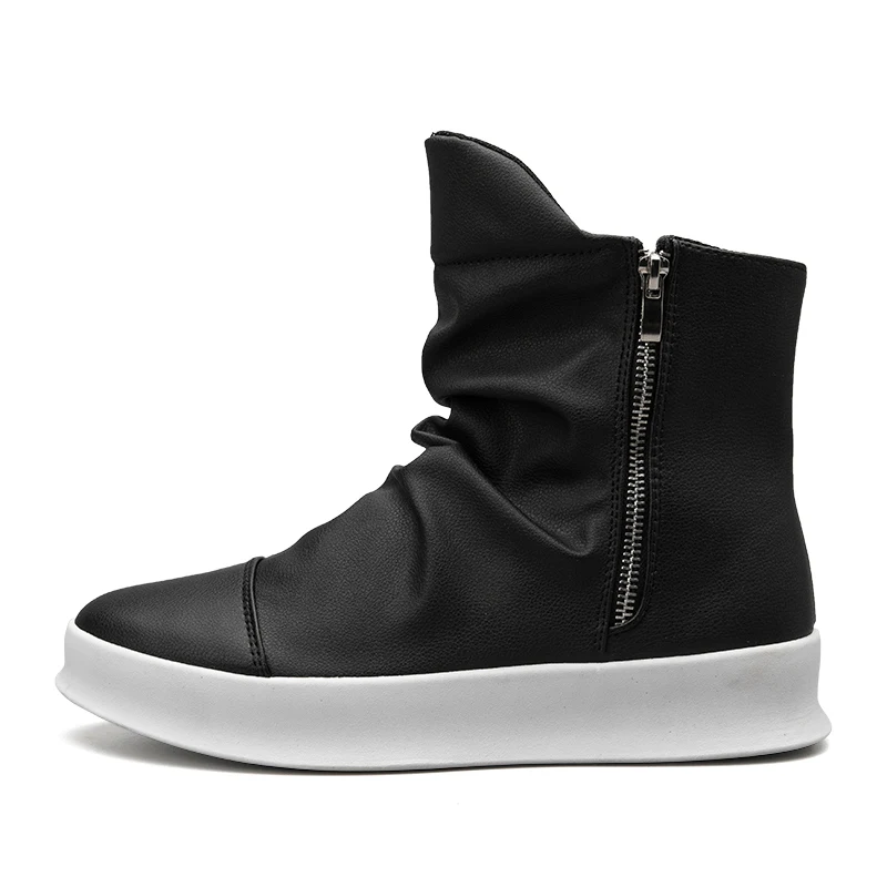 New Male Hip hop autumn winter Men Chelsea Motorcycle Boots Slip-On Dress Shoes Dancing Footwear Platform High Top Sneakers