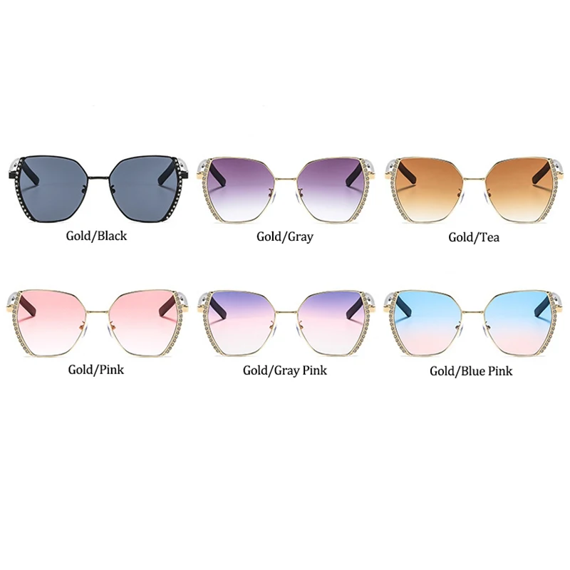 

Luxury Crystal Clear Shades For Women 2021 Oversized Square Sunglasses Woman Gradient Lens Brand Designer Glasses Female UV400