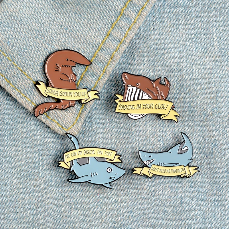 Не нужны эмалированные булавки акулы креативный меме баннер морские животные