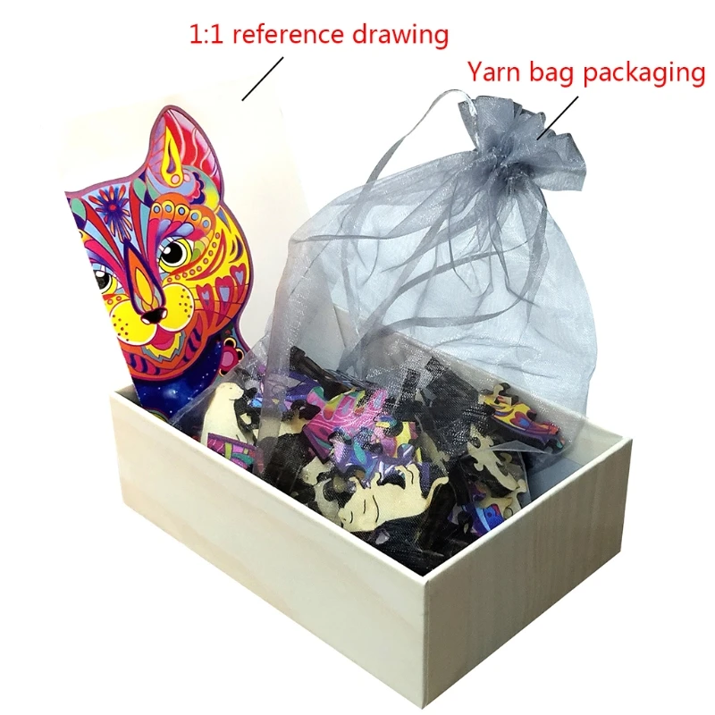 

Unique Shape Animal Cat Shaped Wooden Jigsaw Puzzles Decompression Assembling Adults Children Educational Toys L4MC