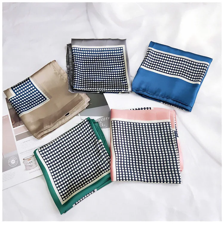 70*70 см квадратный шелковый атласный шарф Новый Модный женский в горошек