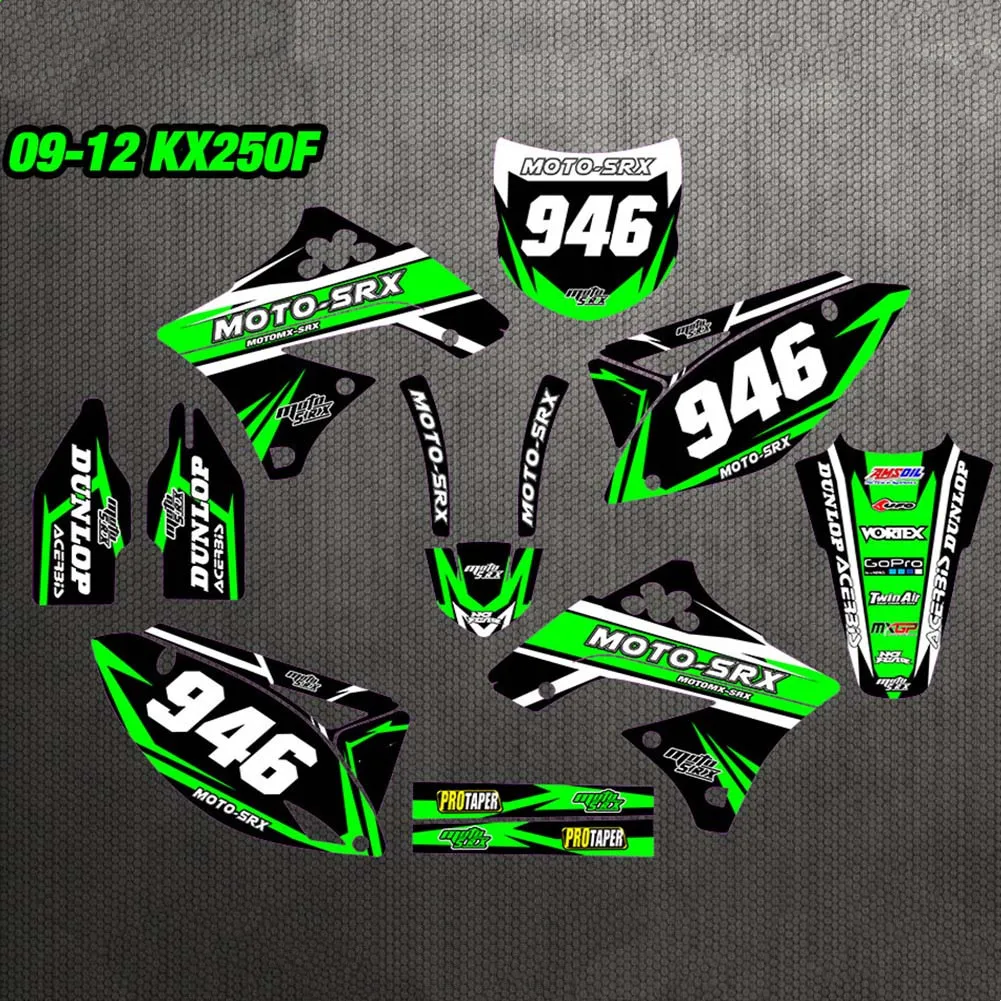 K250F 2012-2009 мотоциклетные 3M графические наклейки наборы для Kawasaki KXF250 KX250F 2009 2010 2011 KXF