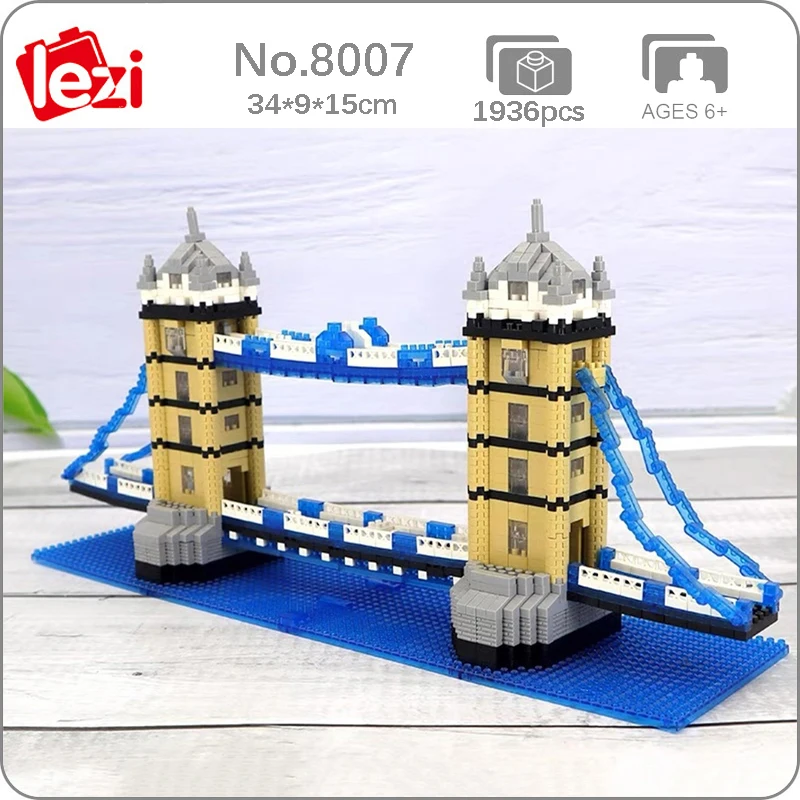 

Lezi 8007 World Architecture London The Tower Bridge 3D Model DIY Mini Diamond Blocks Bricks Building Toy for Children no Box