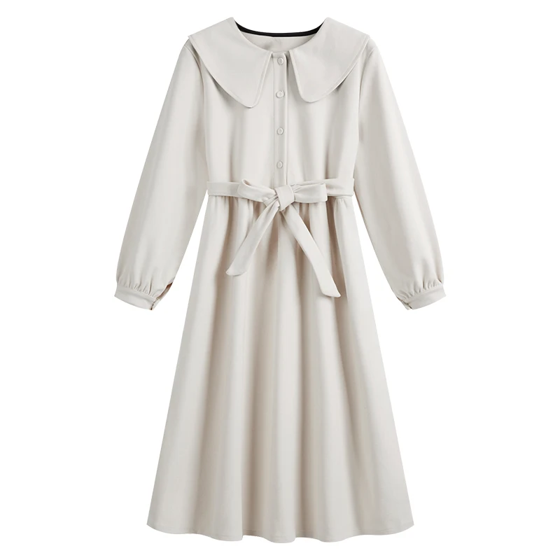 

Dress Girl Doll Collar With Waistband Shows Slim Autumn And Winter New Slim And Sweet Dress