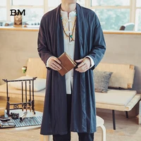 mens long length windbreaker jacket coat summer thin kimono coat vintage male jackets clothes 2019 plus size clothing