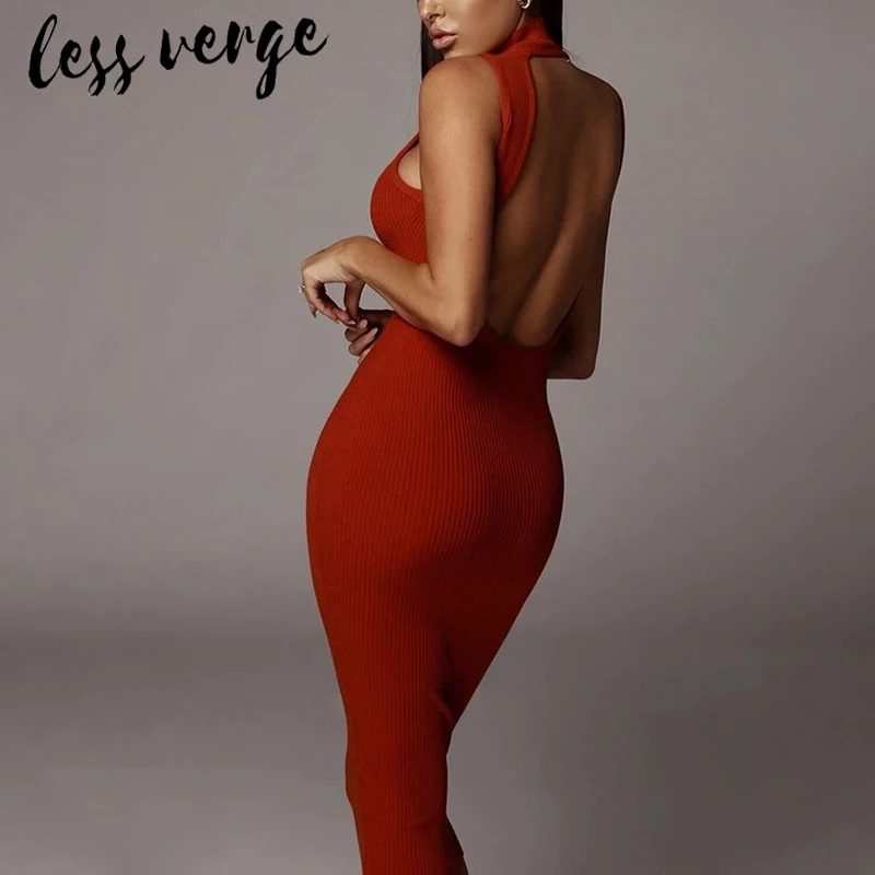 Lessverge длинное трикотажное платье-свитер без рукавов для женщин сезон осень-зима