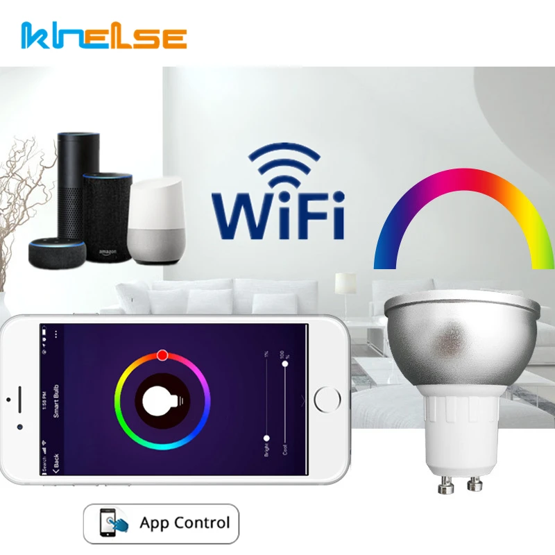Смарт GU10 Wi Fi лампы 5 Вт лампочки с регулируемой яркостью RGB лампада IOS/Android