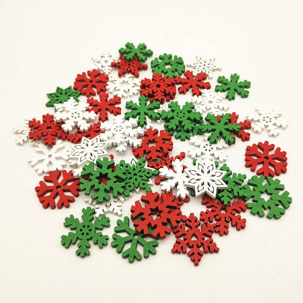 

100 шт. 25 мм деревянный смешанный Рождественский формы подвески зимние Снежинка швейная фурнитура