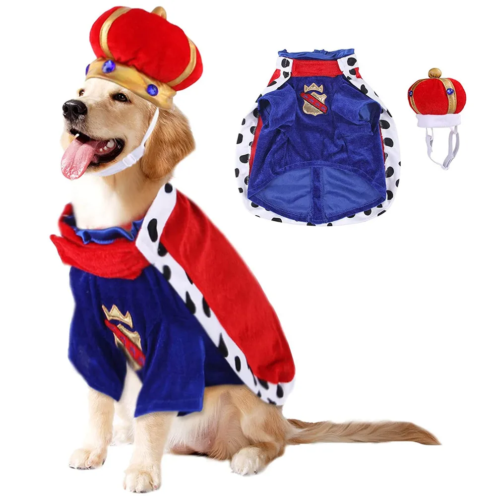 Halloween Pet Coat Dog Costume Christmas Dogs Clothes Cape Accessories Cosplay Dress Up King Suit French Bulldog Pug Outfits