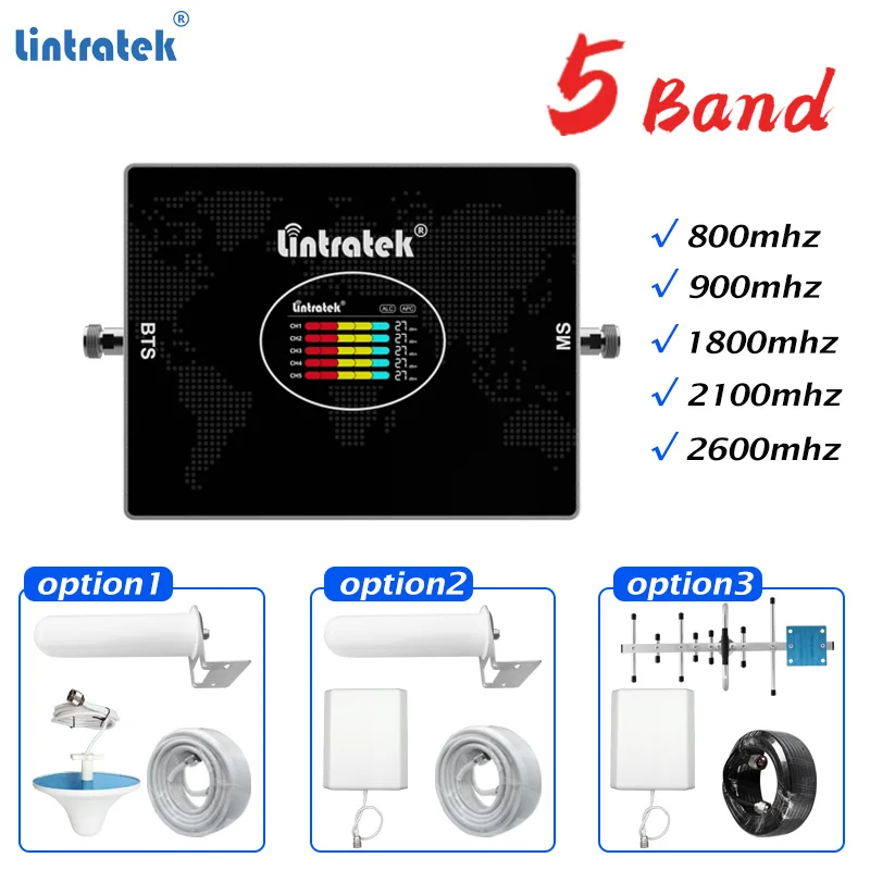 4G Cellular Amplifier 800 GSM 900 DCS 1800 WCDMA UMTS 2100 LTE 2600mhz 2G 3G 4G Repeater Mobile Phone Signal Booster#Lintratek