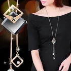 Женское колье с серыми кристаллами Collier Femme, серое длинное ожерелье с подвеской, модное ювелирное изделие
