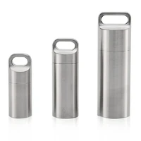 new 2021 mini waterproof capsule seal bottle stainless steel edc survival pill box container capsule pill bottle tank case