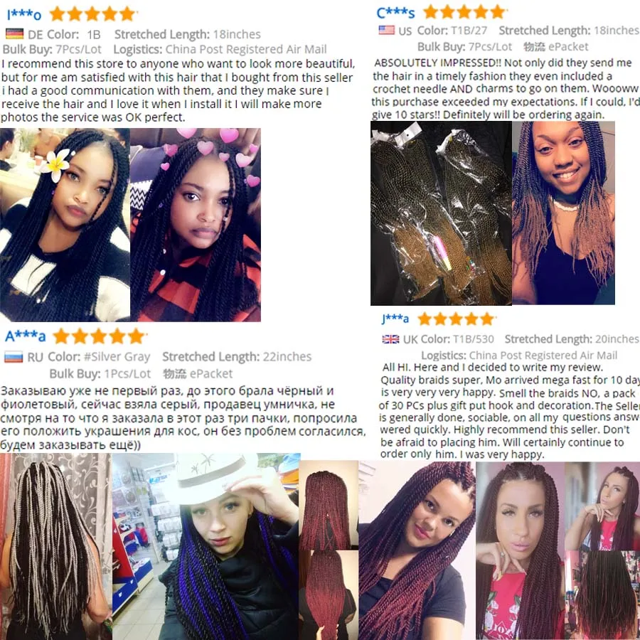 

TOMO 30Strands Crochet Braids Ombre Synthetic Senegalese Twist 14" 16" 18" 20" 22" Colored Braiding Hair Extensions