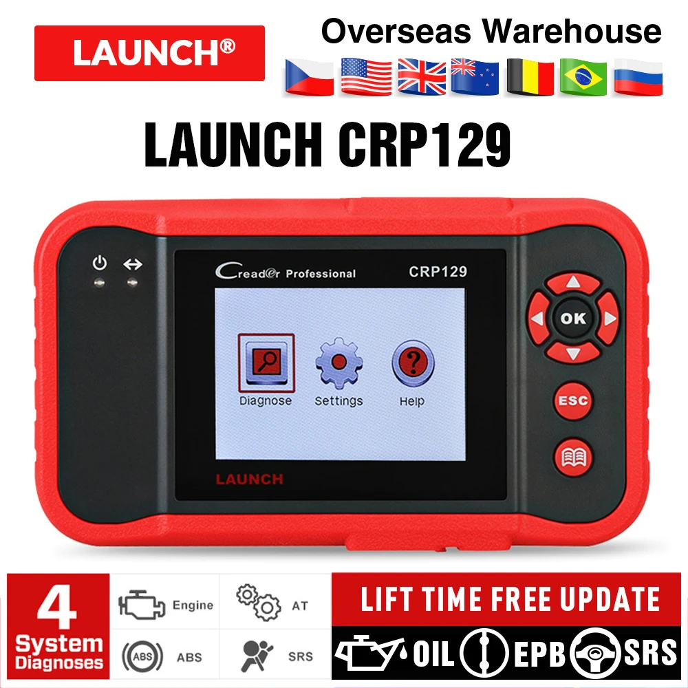 Диагностический сканер Launch X431 Creader CRP129 ENG/AT/ABS/SRS EPB SAS для считсветильник кодов crp 129