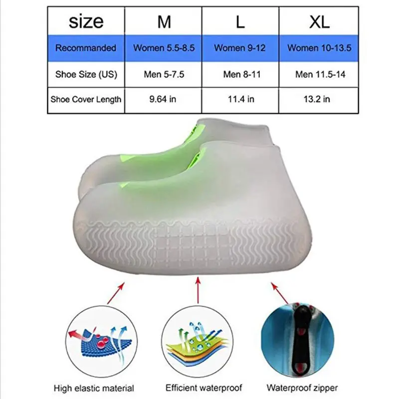 

Outdoor Portable Adult Children Rain Boots Waterproof Zipper Non-slip Shoe Cover