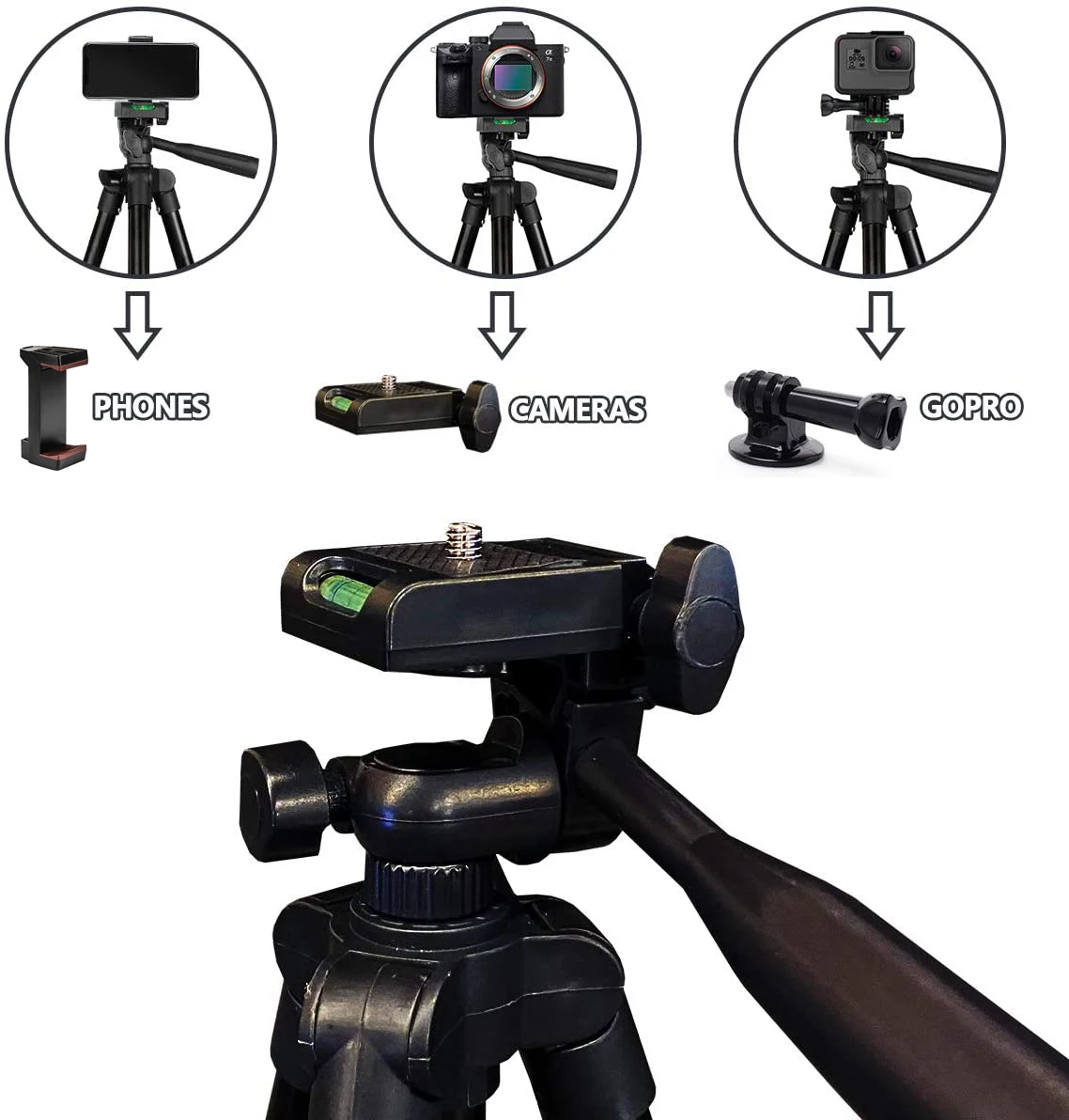 Штатив для камеры 50 дюймов/125 см Гибкая легкая подставка путешествий с