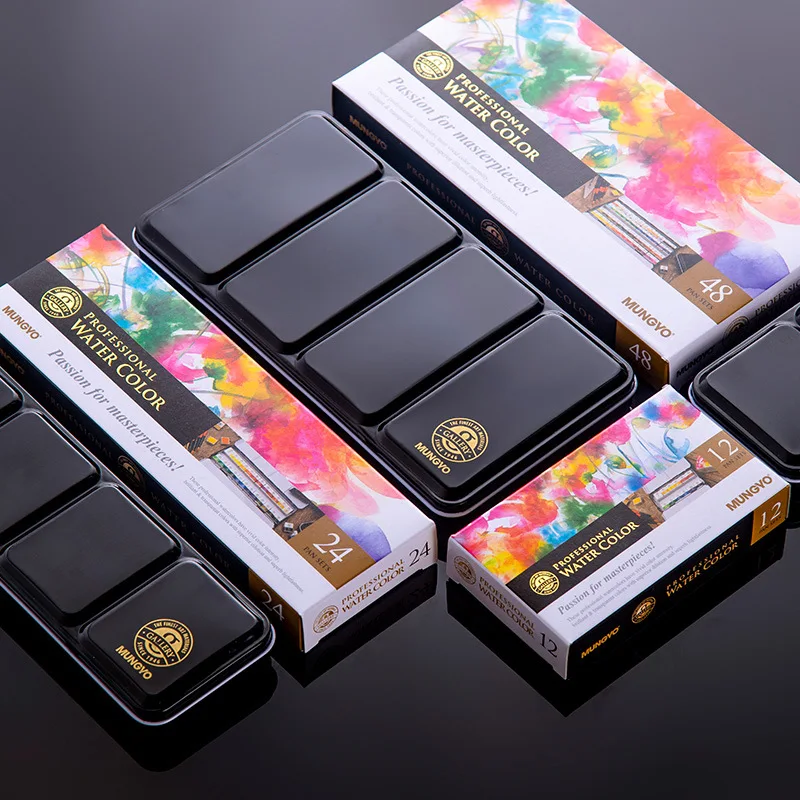 

12/24/48 Colors Watercolor Paint Set Solid Water Color Metal Box Oil Painting Pigment for Student Art Supplies
