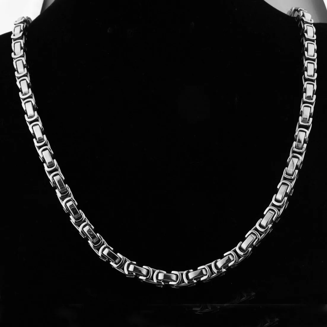 Модное мужское ожерелье шириной 4/5/8 мм серебряный браслет из нержавеющей стали в
