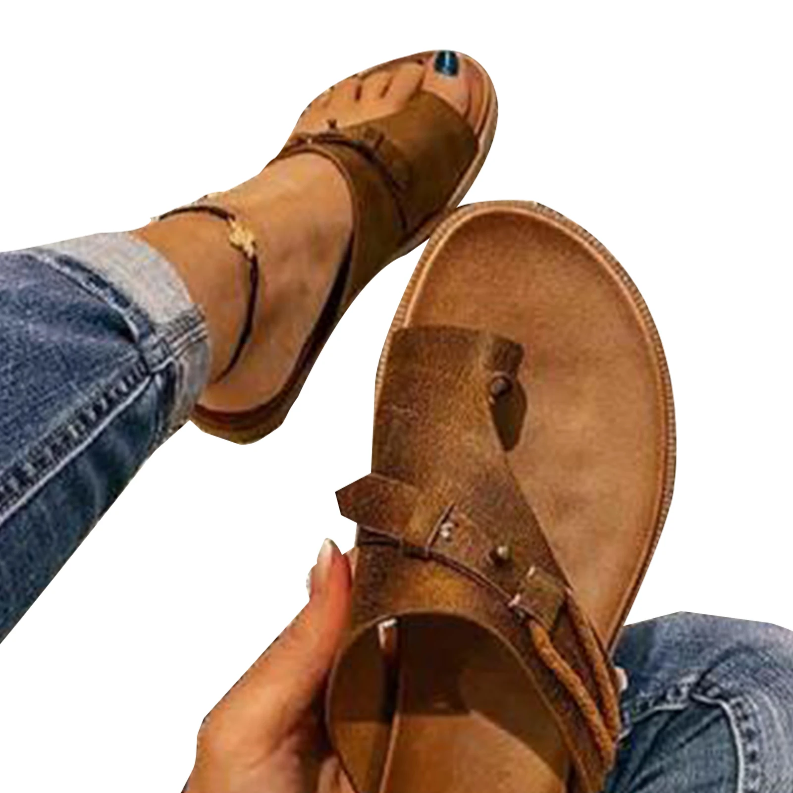 

Summer Sandals Shoes For Women Orthotic Sandal Correction Leather Casual Open Toe Slippers Flat Heel Flip Flops Beach Shoes 2021