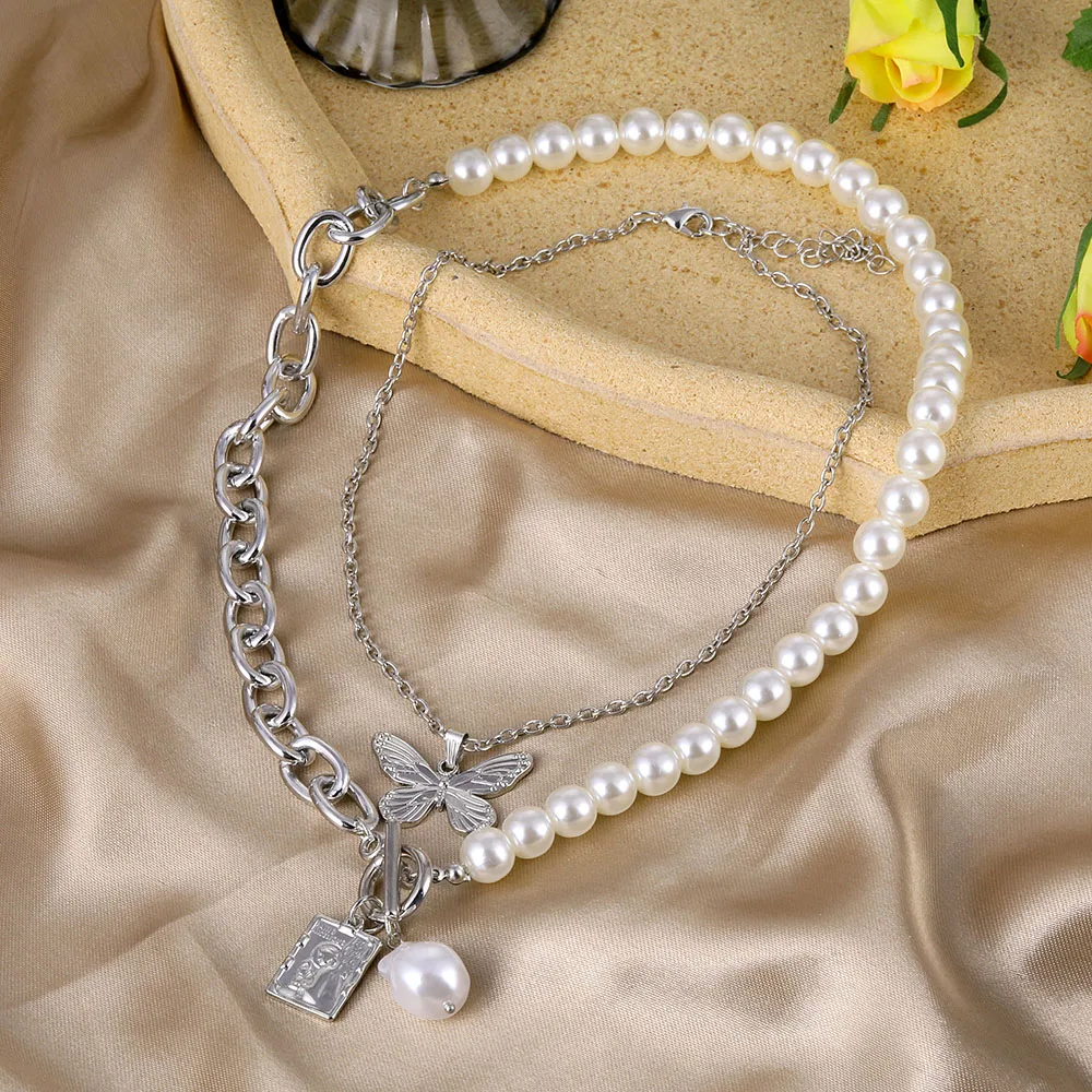 Женское винтажное ожерелье с жемчужной подвеской-бабочкой | Украшения и