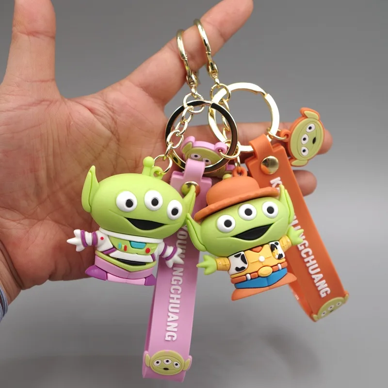 

Disney Cute Cross-Dressing Three-Eyed Doll Keychain Car Bag Key ChainPendant Creative Key Ring