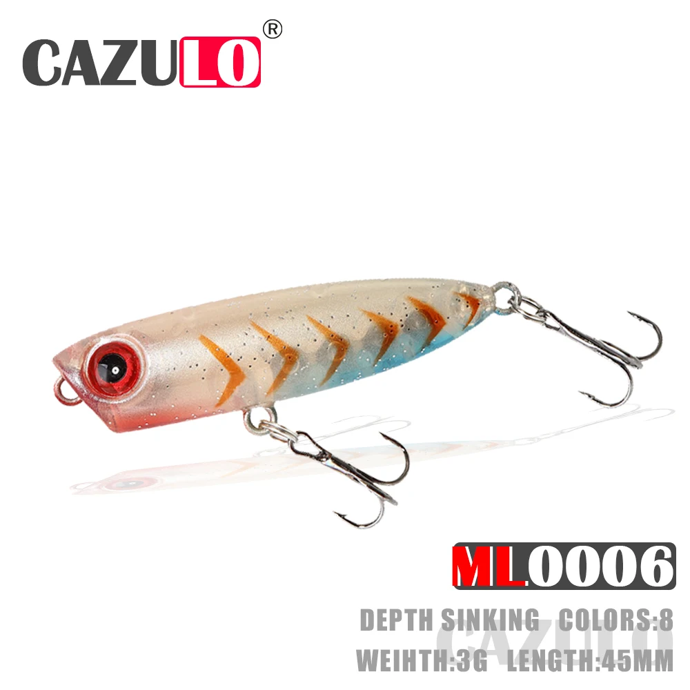 

Poppers Fishing Accessories Lures Weights 3g 45mm Isca Artificial Sinking Baits Wobblers Pesca Tackle For Blackfish Leurre Cebos