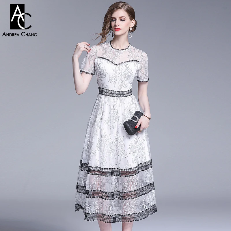 S xxl весенне летнее женское платье в черную полоску с цветочным узором Белое