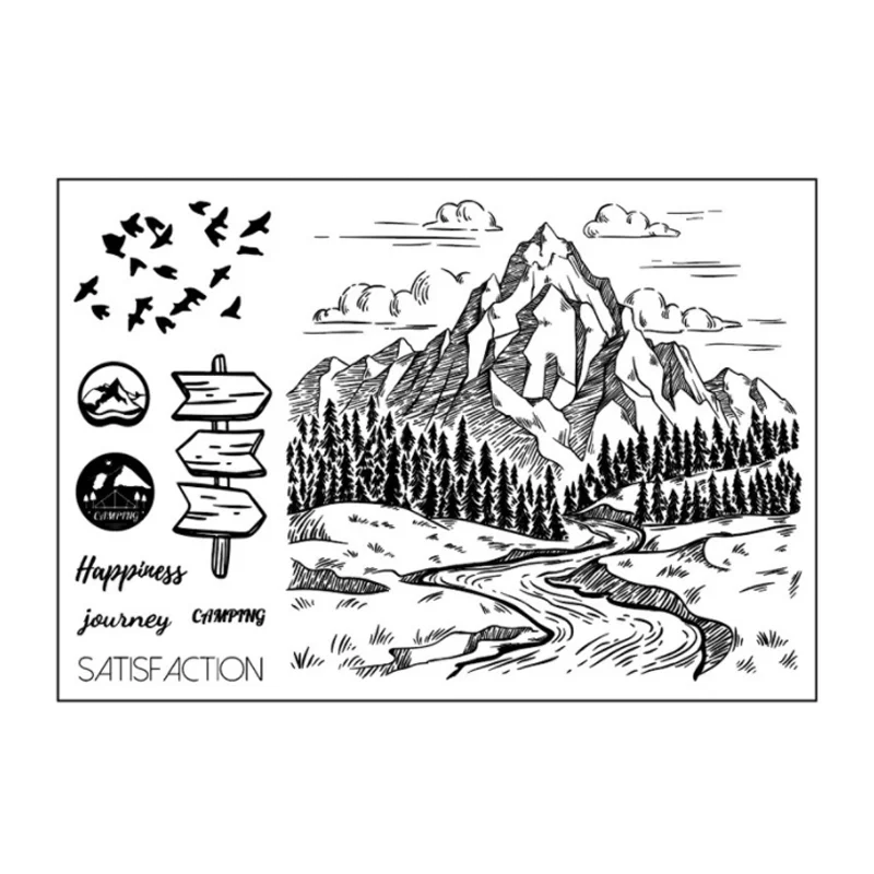 

Mountains Transparent Silicone Stamp Seal For DIY Scrapbooking Photo Album Decorative Clear Stamp Sheets Office School Supplies
