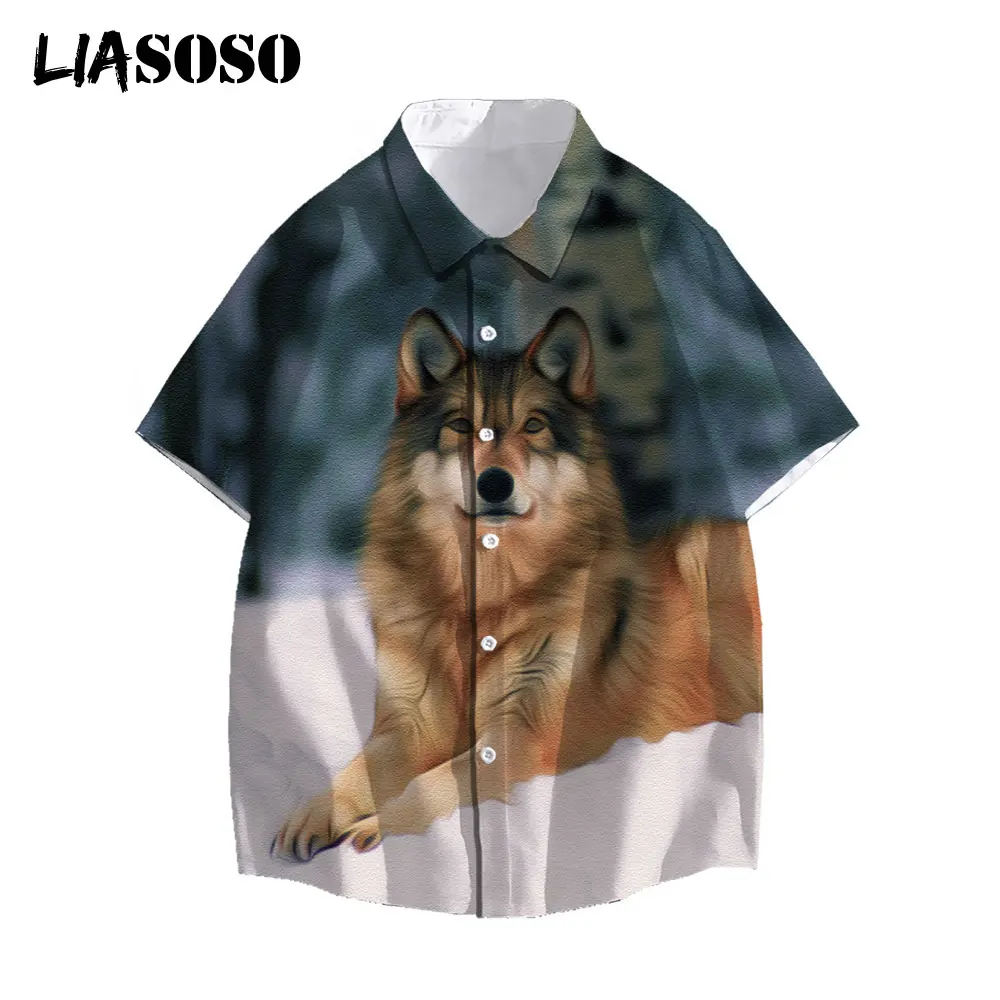 

LIASOSO New 3D Print Animal Wolf Men Women Casual Short Sleeve Shirts Beautiful Holiday Streetwear Tops T-Shirt