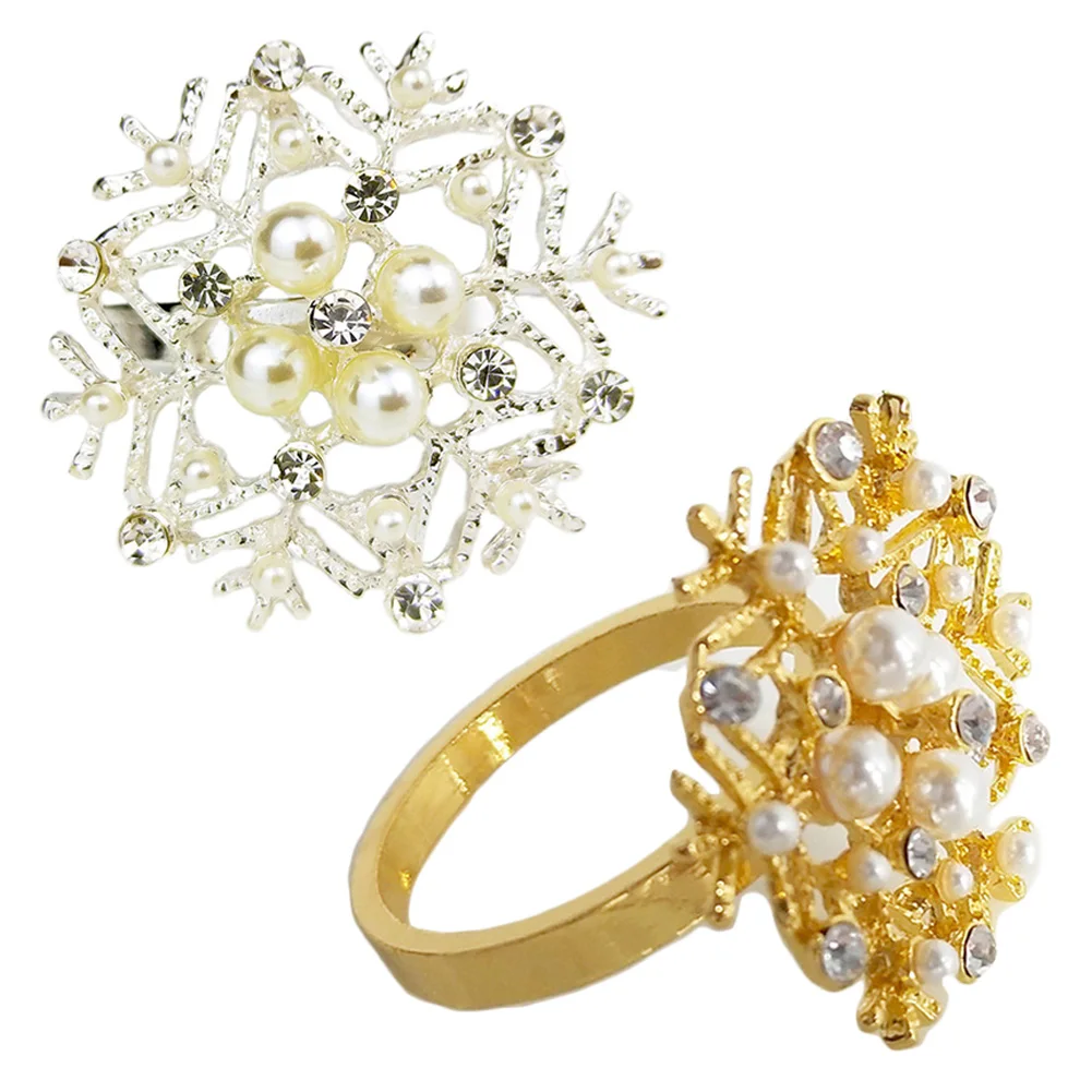 Ресторанная металлическая для салфеток Пряжка жемчуг стразы Снежинка Салфетка