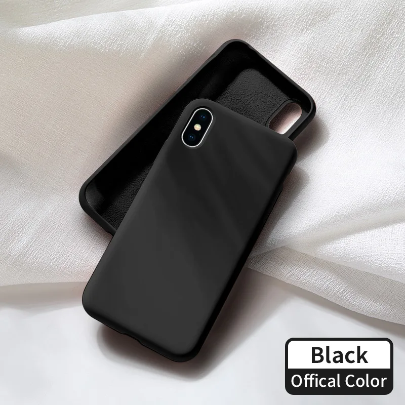 Black Чехол ASINA для iPhone 8, 7, 6, жидкий силиконовый чехол, однотонный Прозрачный бампер для iPhone 8, 7, 6 Plus, X, Xs, Max, XR, Coque Capa - Цвет: Black