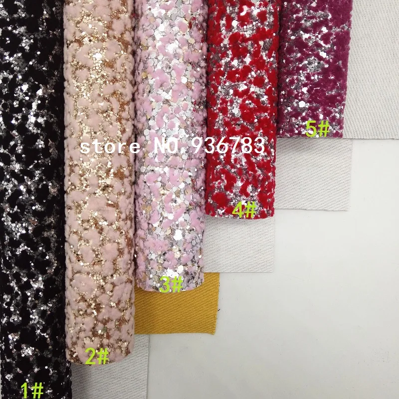 MQ073F 30X134 см мини-рулон блестящей ткани Флокированная блестящая кожа для