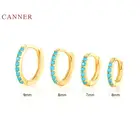 Серьги-кольца женские из серебра 100% пробы с микро-инкрустацией из Бирюзы