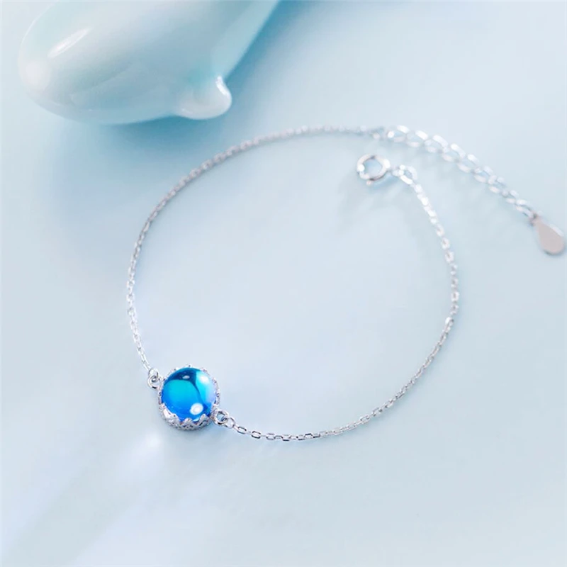 Мода лунный камень круглая корона девушка сердце Аврора 925 стерлингового серебра