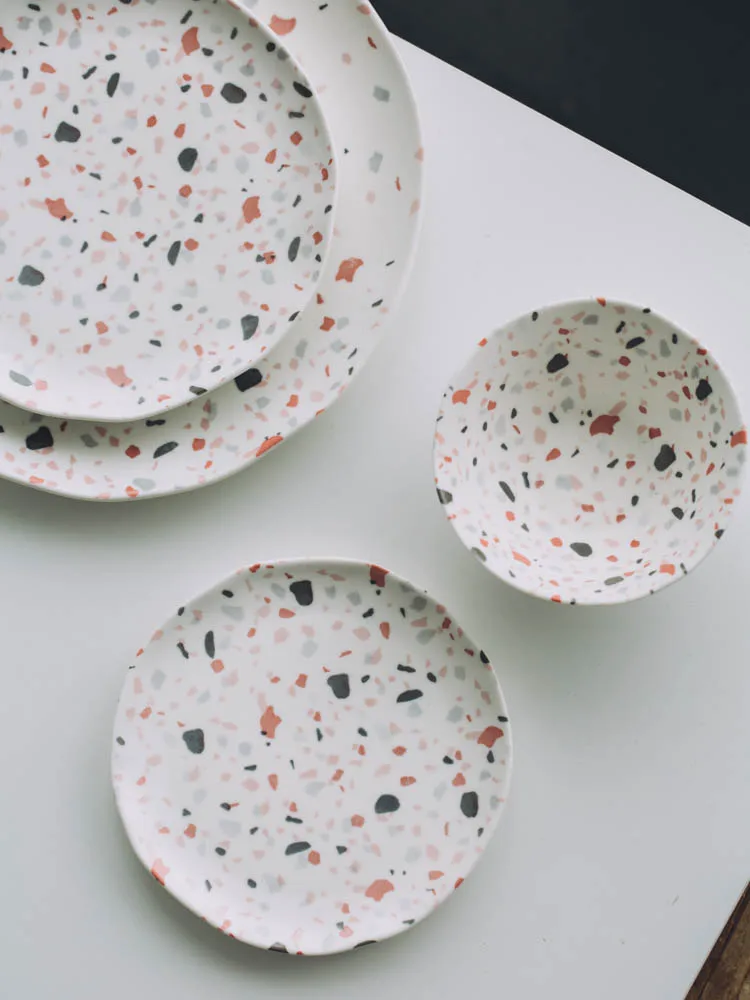 Terrazzo Dinner Plates Dessert Dishes Bowl Tableware Sets Salad Bowl Ceramic Plates