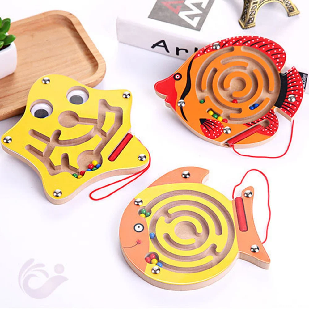 

1pc Chlidren Cartoon Wooden Bead Maze Bead Puzzle Star Shape Educational for Children' Day Gift Yellow