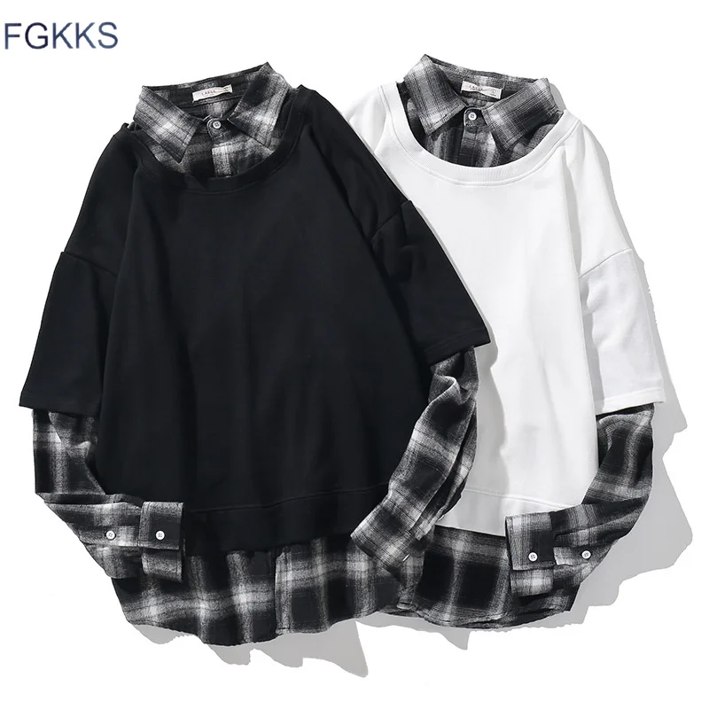 Fgkks модные брендовые мужские клетчатые рубашки осенние новые уличные трендовые