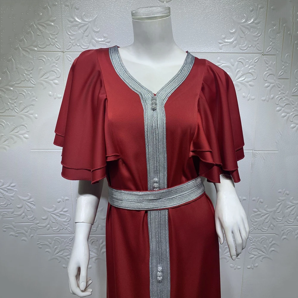 Женское атласное платье Abaya Dubai модные платья с коротким рукавом в турецком
