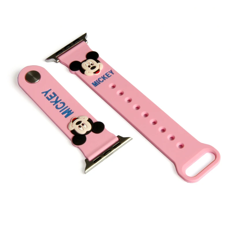 UEBN силиконовый ремешок для Apple Watch 4 44 мм 40 мм ремешок для Apple watch series 4 3 2 кролик мультфильм Микки Ремешок Браслет - Цвет ремешка: 2