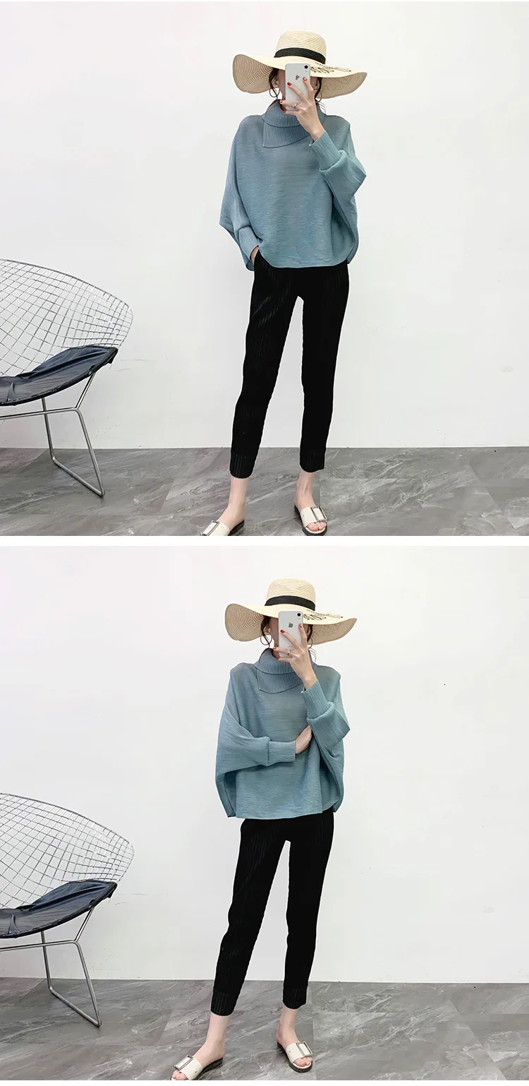 LANMREM New Scarf Collar Batwing Sleeves Pullover Twice Pleated Thickness Loose Autumn And Winter Sweatshirt WJ74304