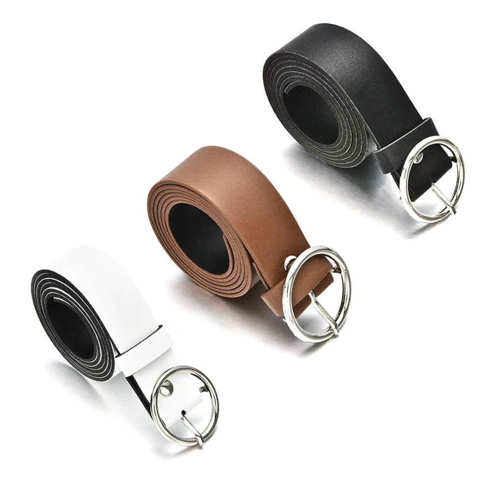 

Women Faux Leather Belt Ceinture Femme Ladies Casual Waistband Belts For Women Dresses With Round Buckle New