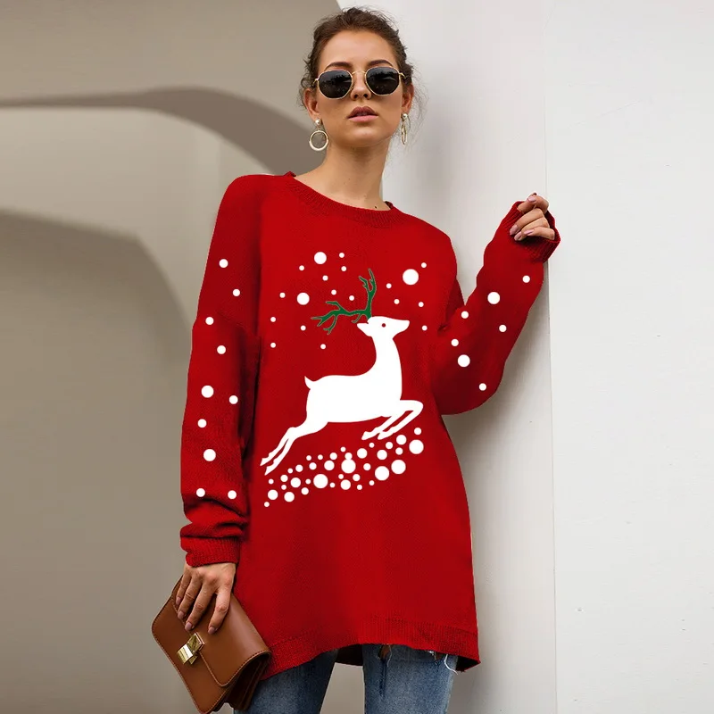 

Winter Woman Sweaters Oversized Long Sleeve Pullover Long Sweater Women Kintted Jumpers Christmas Sweater 2020 New