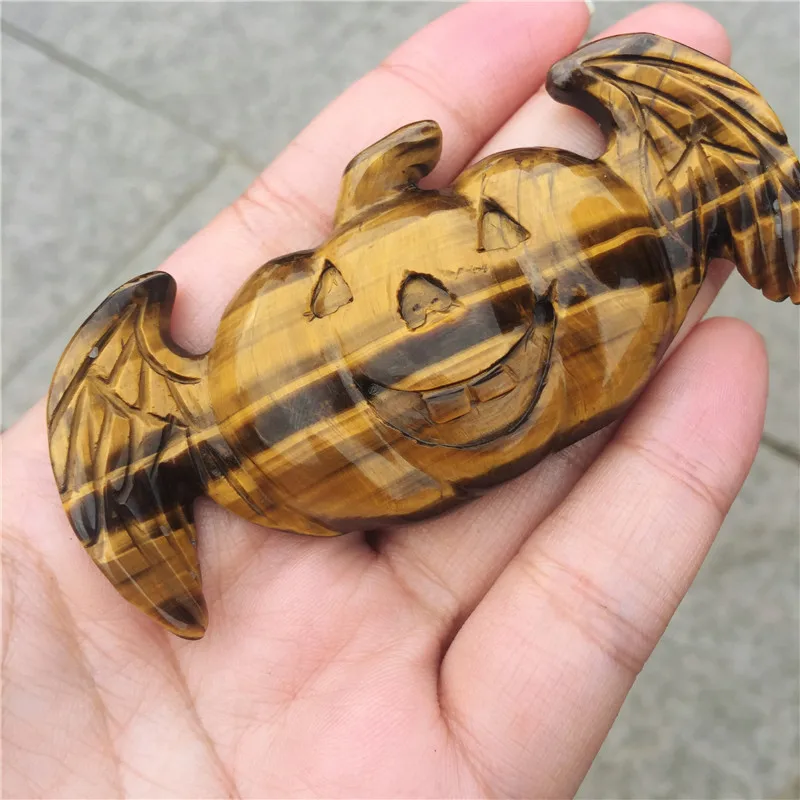 Натуральный желтый тигровый глаз крылья ангела тыква чистая ручная резьба