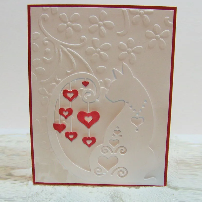 Высечки для карт Cat с сердечками металлические высечки в виде сердечек кошек