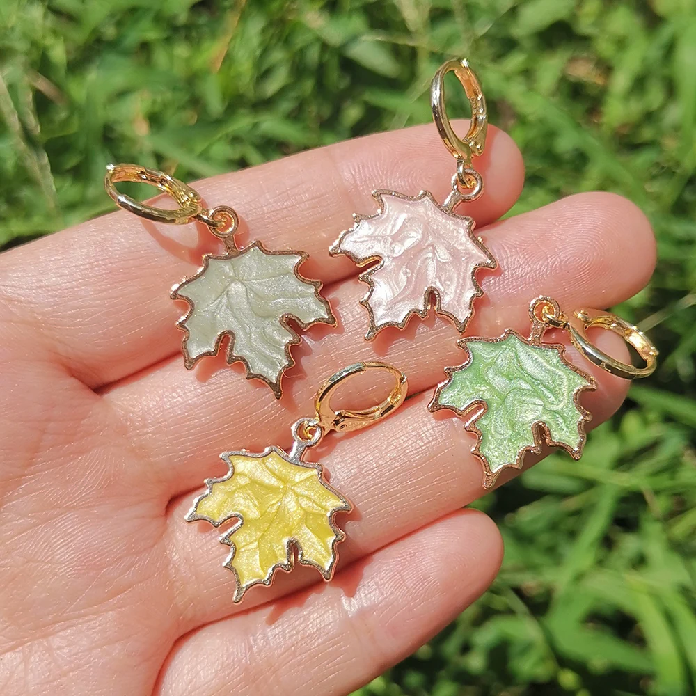 Модные Цветные яркие эмалированные Серьги ZX в виде кленовых листьев для женщин